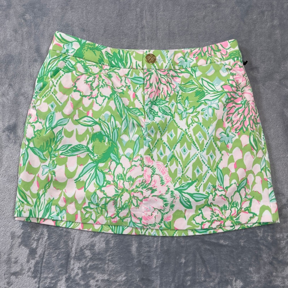 Lilly Pulitzer Size 00 Mini Skirt Shorts Madison Skort Green Pink Floral Print
